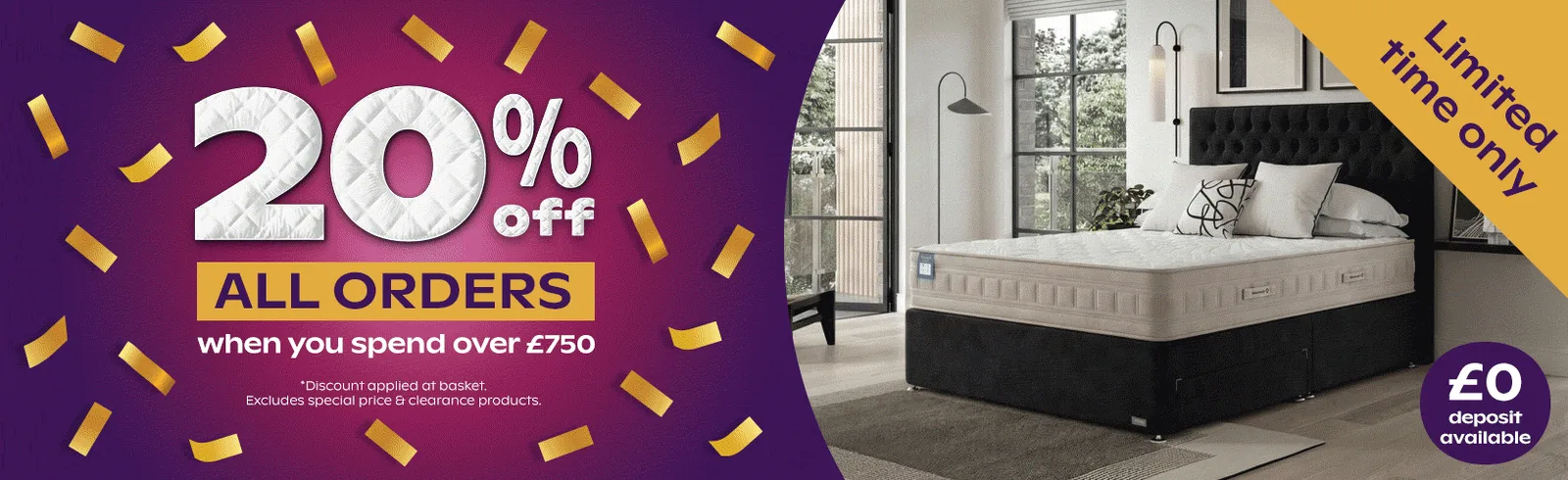 20% off ALL ORDERS when you spend over £750